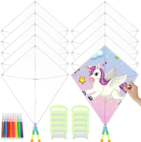 Drachen | DIY Leere Drachen 10er Pack, Bulk-Drachen DIY-Set für Kinder, DIY Dekorieren und Ausmalen, Leeres Bastelset für Kinder ab 4 Jahren, 8 Stück Aquarellstifte Drachen Drachen