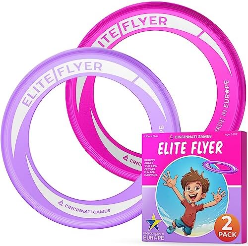 Flugscheiben-Sportgeräte | 2er-Pack Kinder-Frisbee-Ringe – 85% leichter als herkömmliche Frisbees – Ideal für Outdoor-Spiele, Camping, Strand, Pool, Garten und Sommervergnügen – Sichere und leichte fliegende Scheiben, Pink/Violett Flugscheiben-Sportgeräte Flugscheiben-Sportgeräte