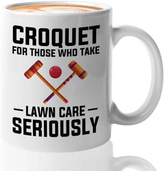 Krocket | Croquet Kaffeetasse 11Oz Weiß – Croquet: Für Sportliebhaber – Tennis, Racquetball, Outdoor-Spiel, Netball, Softball Krocket Krocket