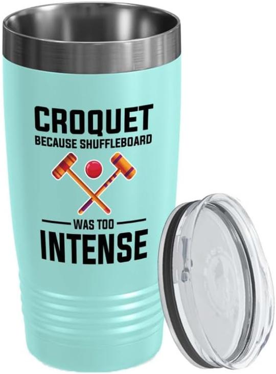 Krocket | Croquet Teal Edition Viking Tumbler 2Oz – Croquet: Weil Shuffleboard – Tennis, Racquetball, Outdoor-Spiel, Netball, Softball für Sportliebhaber Krocket Krocket