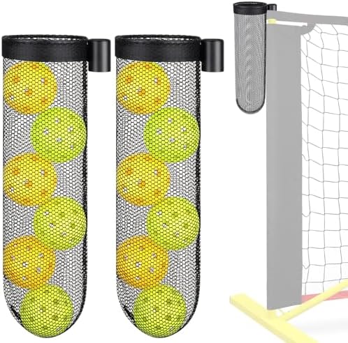 Pickleball | 2 Stück Pickleball-Sammler für Pickleball-Netze, tragbarer Pickleball-Halter geeignet für offizielle Pfosten mit einem Durchmesser von 2,5 cm/0,98 Zoll, Pickleball-Aufbewahrungsnetz für bis zu 7 Pickleballs für Innen- und Außenbereiche, ideal für Auffahrten. Pickleball Pickleball