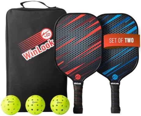 Pickleball | Jpwinlook Premium Pickleball Schläger Set mit 2 Stück – Fiberglas Pickleball Schläger – Für Frauen & Männer – Für drinnen oder draußen – Professionelle Pickleball Schläger, Pickleballs, Taschen & Ausrüstung Pickleball Pickleball