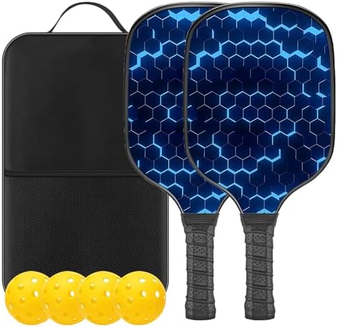 Pickleball | Pickleball Schläger Set aus 2, Fiberglas-Oberfläche, leichter Pickleball-Schläger mit verbessertem Waben-Kern und rutschfestem, gepolstertem Griff, Pickleball-Ausrüstungsgeschenke für Anfänger bis Profis Pickleball Pickleball