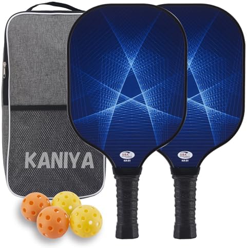 Pickleball | Pickleball Schläger Set aus 2, Fiberglas Pickleball Schläger ergonomisch für Männer und Frauen, ein Geschenk für Anfänger und Erwachsene Pickleball Pickleball