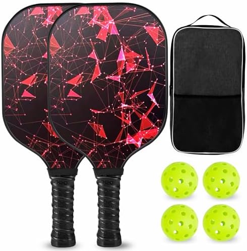 Pickleball | Pickleball-Schläger, von Usapa genehmigtes Fiberglas-Pickleball-Set mit 2 Schlägern, 4 Pickleballs und Tragetasche, leichtes Pickleball-Schlägerset für Männer & Frauen Pickleball Pickleball