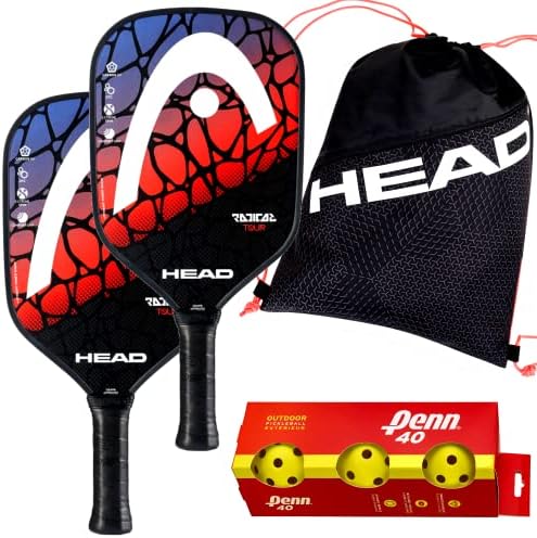 Pickleball | Radical Tour Classic Graphit 2 Paddle Bundle mit Tour Team Drawstring Bag, 3er-Pack Penn Outdoor Pickleballs Pickleball Pickleball