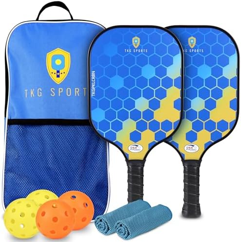 Pickleball | Sport 14Mm Carbonfaser Pickleball Set mit Tasche – 2 USAPA Pickleball Schläger, 2 Indoor und 2 Outdoor Pickleball Bälle, 2 Kühlhandtücher – Pickleball Schläger für Erwachsene und Jugendliche Pickleball Pickleball