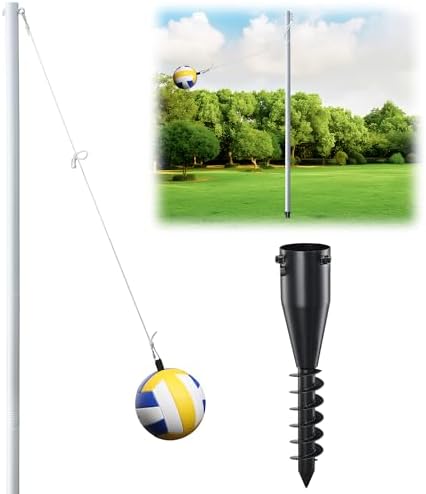 Tetherball | Tetherball-Set mit Tetherball, Seil und Pfosten – Outdoor-Spiel, Swing Ball Spielset, einfach aufzubauen, tragbares Strandspiel-Kit, Weiß Tetherball Tetherball