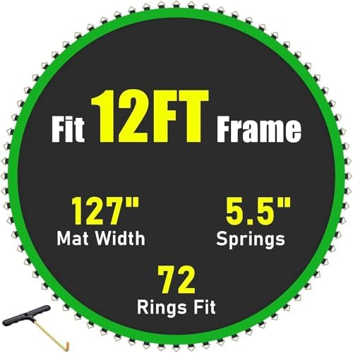 Trampoline & Zubehör | 12Ft/14Ft W/72/80 V-Ringe Rundtrampolin Ersatzsprungmatte, Verwendung von 5,5″/7″ Federn Trampolin Ersatzmatte (Matte Durchmesser: 127″/152″) Sicheres Springen Premium Ersatztrampolinmatte Trampoline & Zubehör Trampoline & Zubehör