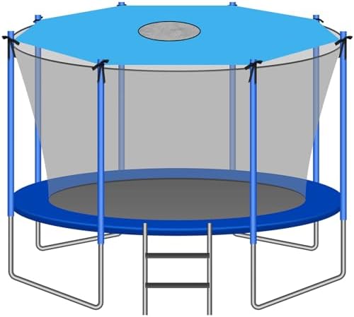 Trampoline & Zubehör | 14 Fuß Trampolin Sonnenschutzabdeckung Anti-UV 8 Pfosten Trampolin Überdachung Sonnenschutz Einfach zu installieren Tragbare Trampolin Sonnenschutz Zubehör für den Sommer im Freien Spielplatz Garten, Blau Trampoline & Zubehör Trampoline & Zubehör