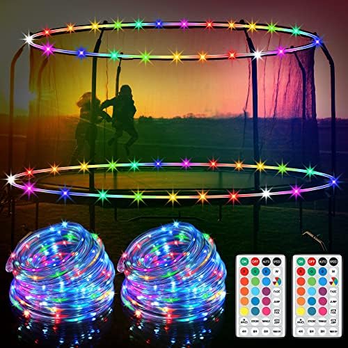 Trampoline & Zubehör | 2er-Pack insgesamt 80 Fuß RGB Trampolinlichter, wasserdichte, betriebene LED-Seillichter für 8 Fuß, 10 Fuß und 12 Fuß Trampolin-Zubehör, Trampolinkanten-LED-Licht, 16 Farben wechselbar Trampoline & Zubehör Trampoline & Zubehör