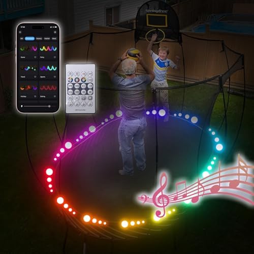 Trampoline & Zubehör | DIY LED-Trampolinlichter, Farbwechsel beim Springen, Trampolinlichter mit Bluetooth-App und Fernbedienung, geeignet für 8Ft, 10Ft, 12Ft, 14Ft, 15Ft und 16Ft Trampoline (RGB+IC, 5Ft) Trampoline & Zubehör Trampoline & Zubehör