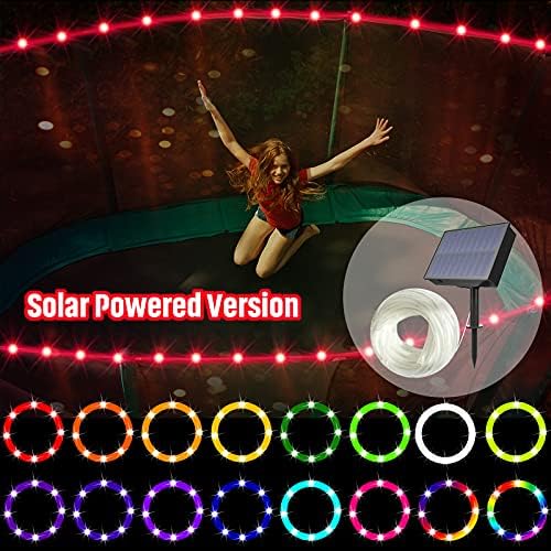 Trampoline & Zubehör | 【Solarbetriebene Version】 LED-Trampolinlichter mit Solarpanel, Fernbedienung für LED-Licht am Trampolinnetz für 12 Fuß Trampoline, 16 Farben selbst ändern, wasserdicht, hell für nächtliches Spielen im Freien Trampoline & Zubehör Trampoline & Zubehör