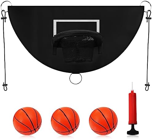 Trampoline & Zubehör | Trampolin Basketballkorb, abnehmbarer Ring zum Dunking, Trampolin Basketballaufsatz mit Mini-Basketbällen, Trampolin-Zubehör für Kinder und Erwachsene, für den Innen- und Außenbereich (Schwarz) Trampoline & Zubehör Trampoline & Zubehör