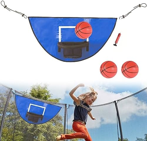 Trampoline & Zubehör | Trampolin Basketballkorb, Basketballkorb für Trampolin mit 3 Bällen und Pumpe, einfach zu montierende Trampolin-Zubehörteile für Kinder und Erwachsene, für den Innen- und Außenbereich, 96 cm x 50 cm Trampoline & Zubehör Trampoline & Zubehör