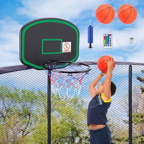 Trampoline & Zubehör | Trampolin Basketballkorb mit Lichterkette, Zubehör für gerade Pfosten-Trampoline, einfach zu installieren und robuste Trampolin-Zubehörteile, ideales Geschenk für Jungen und Mädchen Trampoline & Zubehör Trampoline & Zubehör