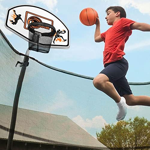 Trampoline & Zubehör | Trampolin Basketballkorb mit Mini-Basketball – Einfach zu installierender Basketballkorb für Trampoline, geeignet für gerade und gebogene Pfosten. Trampoline & Zubehör Trampoline & Zubehör