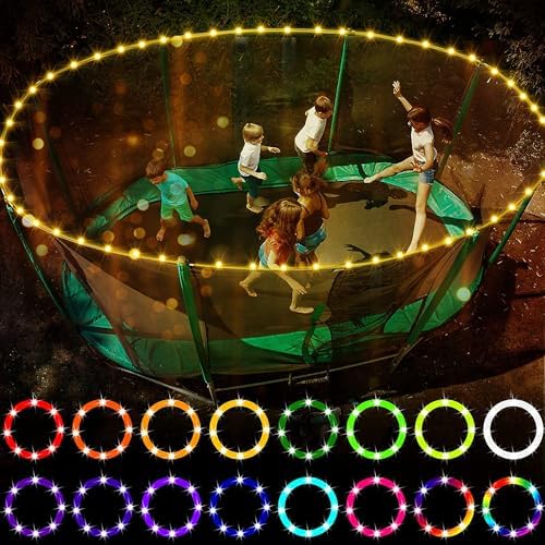 Trampoline & Zubehör | Trampolinlichter für den Außenbereich, wasserdicht, batteriebetriebene LED-Lichterkette, Fernbedienung RGB Farbwechselnde LED-Lichter für Trampolinkanten (12 Meter) Trampoline & Zubehör Trampoline & Zubehör