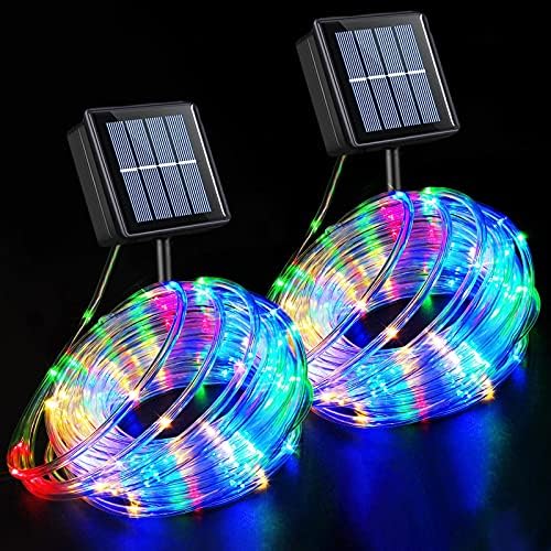 Trampoline & Zubehör | Trampolinlichter Solar, 2er Pack, jeweils 10m 100 LED Lichterkette für den Außenbereich, wasserdicht, 8 Modi Camping Lichterkette, klarer PVC-Schlauch für Trampolin-Zubehör, Party, Baum, Zaun (mehrfarbig) Trampoline & Zubehör Trampoline & Zubehör