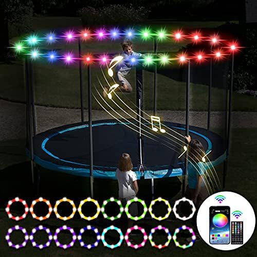 Trampoline & Zubehör | Trampolinlichter, wasserdichte LED-Lichter für 16ft, 15ft, 14ft, 12ft und 1ft Trampoline, 16 Farbenwechsel mit Fernbedienung und App-Steuerung, synchronisieren mit Musik, super hell für Kinder zum Spielen bei Nacht. Trampoline & Zubehör Trampoline & Zubehör