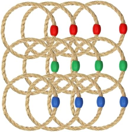 Wurfspiele | 12er Pack Seilring-Wurfspiel Ersatzteile für Erwachsene und Kinder, Outdoor-Wurf-Ringe für Agilitätstraining, Geschicklichkeitsspiele und Garten- sowie Rasen-Spiele für Partys (3 Farben – Rot, Grün, Blau) Wurfspiele Wurfspiele