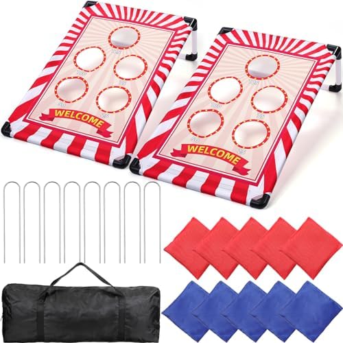 Wurfspiele | 2er Set Cornhole Outdoor Spiele für Kinder – Hochzeits-Bohnensack-Wurfspiel inklusive 2 Cornhole-Bretter mit Halterungen, 1 Bohnensack, 1 Aufbewahrungstasche – Cornhole-Spiele für Partyaktivitäten und Spiele Wurfspiele Wurfspiele