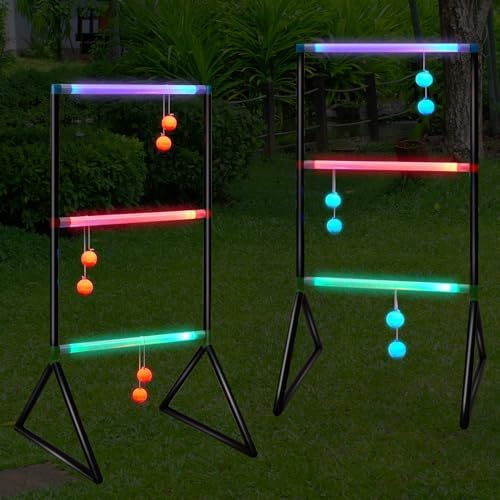 Wurfspiele | Luminous Ladder Ball Set – Outdoor Rasen Ladder Toss Spielset mit 6 Leuchtenden Ladder Balls und 2 LED Ladder Toss Lichtern – Spaßiges Spielset für Camping, Rasen, Garten und Strandspiele Wurfspiele Wurfspiele