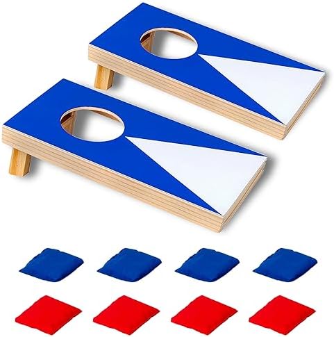 Wurfspiele | Super Spaß, tragbares Mini-Desktop-Cornhole-Set mit 2 Spielbrettern, beschichtete Holzplatten mit 4 roten und 4 blauen Säcken, Holz-Desktop-Cornhole-Spielset für Reisen, Tischspiel Mini-Bohnensackwurfspiel für Kinder und Erwachsene. Wurfspiele Wurfspiele