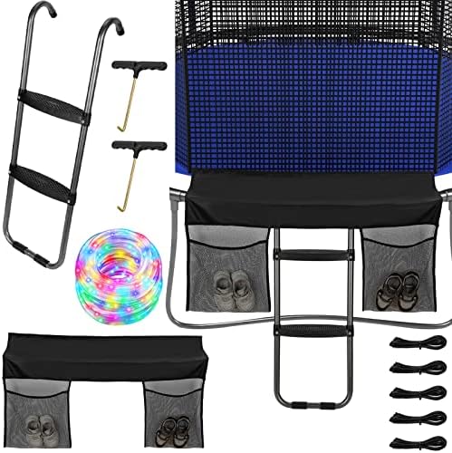 Trampoline & Zubehör | Trampolin Zubehör Set, breite Stufen Trampolinleiter, Trampolin Aufbewahrungstasche, 15 Meter LED Trampolinlichter, 16-farbige wechselnde Trampolinrand LED Lichter, Trampolin Federziehwerkzeug für Kinder, für drinnen und draußen. Trampoline & Zubehör Trampoline & Zubehör