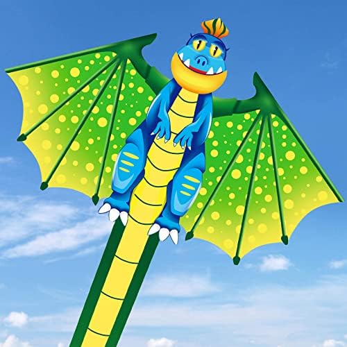 Drachen | Drachen für Kinder im Alter von 4-8 und 8-12 Jahren, Dinosaurier-Drachen für Erwachsene, einfach zu fliegende Kinderdrachen für Kleinkinder im Alter von 3-5 Jahren, großer Stranddrachen perfekt für Anfänger, ideal für Ostern mit Griff und 100 Meter Drachnschnur, leicht zusammenzubauen. Drachen Drachen