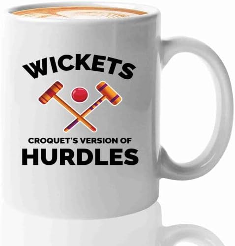 Krocket | Croquet Kaffeetasse 11Oz Weiß – Wickets – Tennis Schlägerball Outdoor Spiel Netball Softball für Sportliebhaber Krocket Krocket